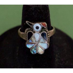 Vintage Colorful Hippie Stone Sterling Silver Ring Size 6 1/4, K22